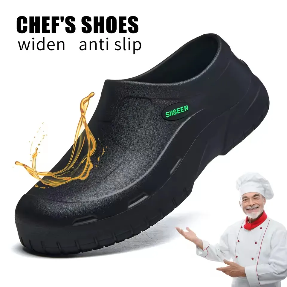 

Waterproof Men's Chef Shoes Slip-On Lightweight Soft Anti-Slip Kitchen Hotel Work Shoes Oil resistant chef shoes plus size 48