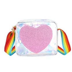 Rainbow Love Little Girls Mini Coin Purse Lovely Children'S Small Square Shoulder Bags Pu Leather Baby Boys Kids Crossbody Bag