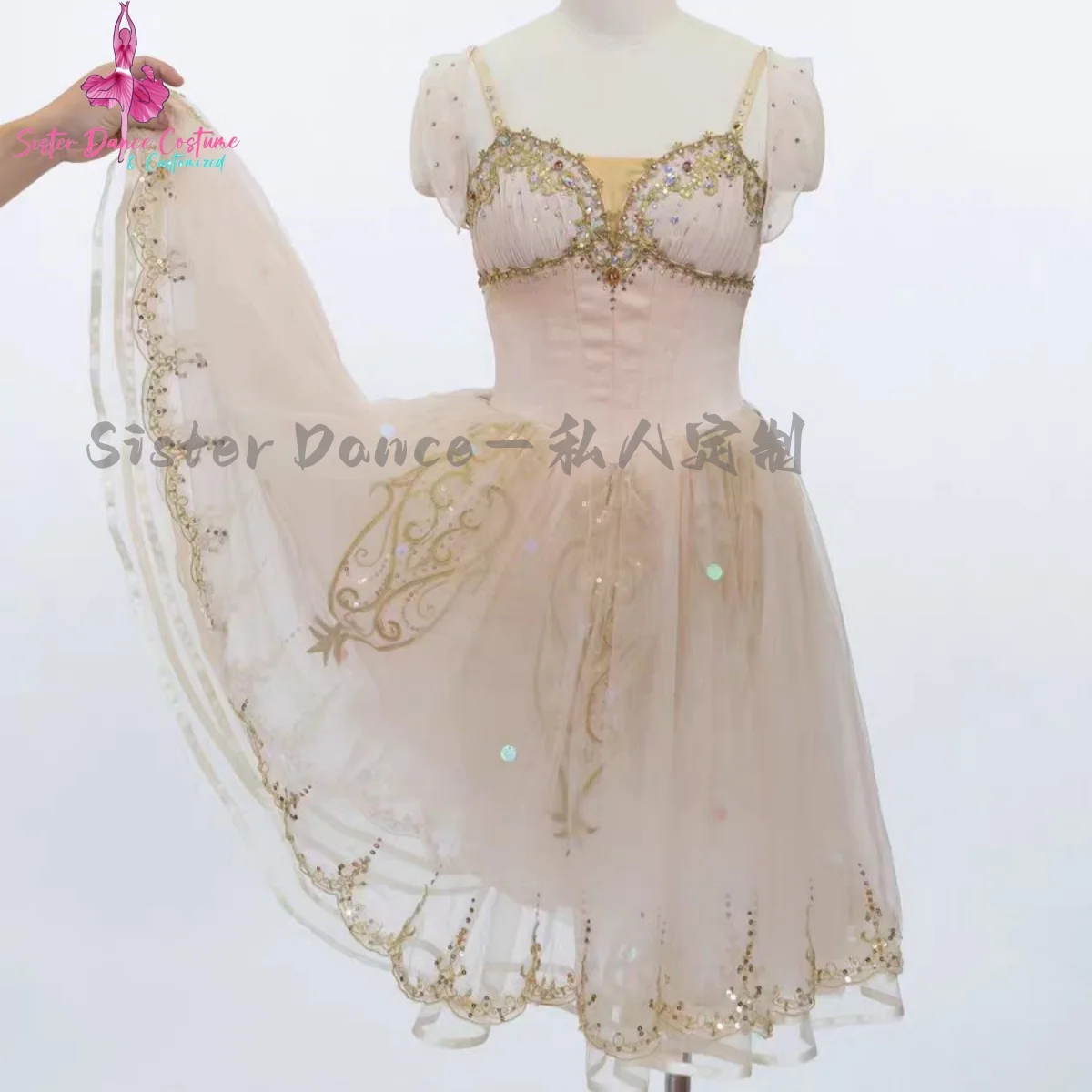 2024 new High-end custom youth goddess variation ballerina skirt pompous gauze dress Swan Lake scene costume