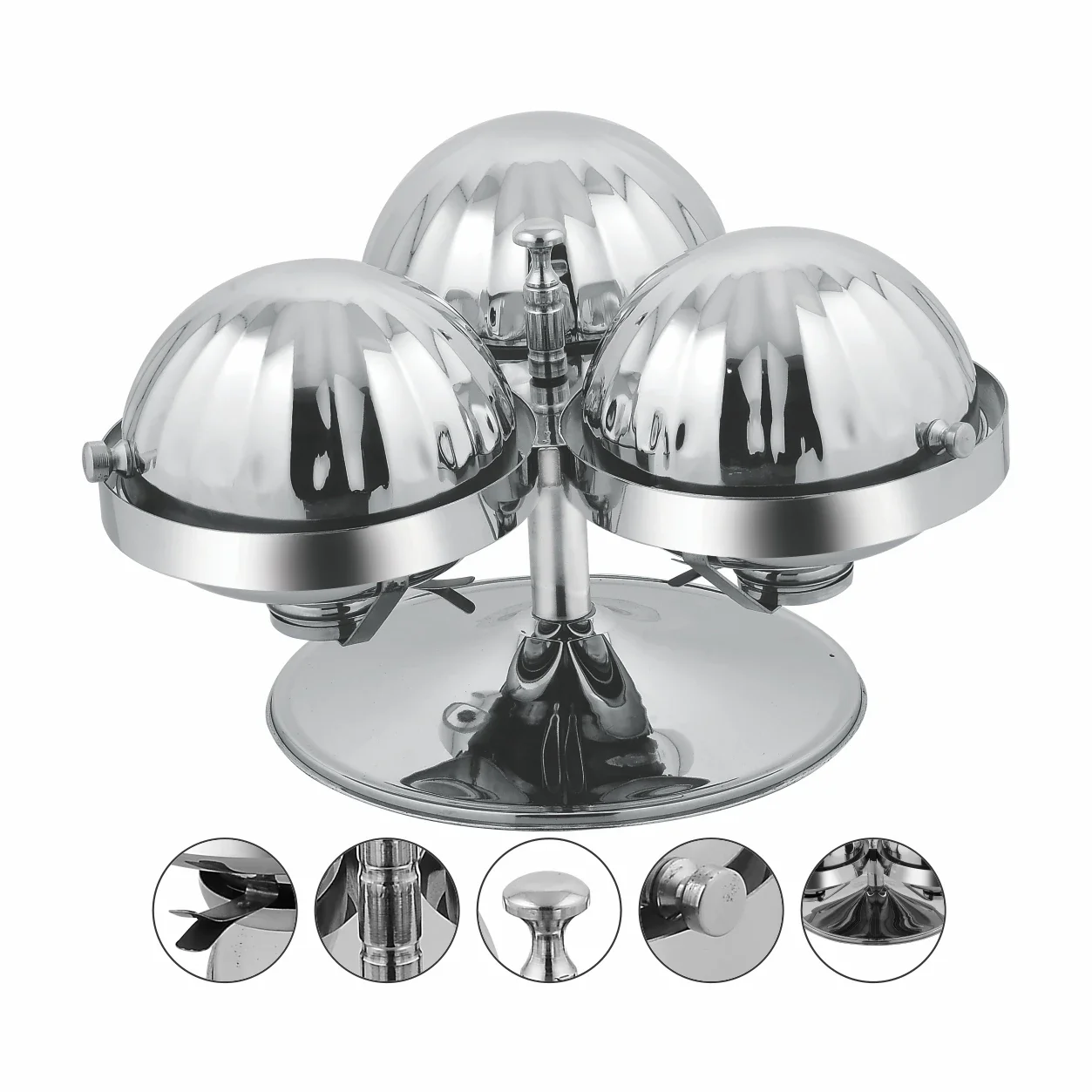 Hotel restaurant catering luxury round stainless steel rotating hot pot 3 in 1 rotating buffet set heater