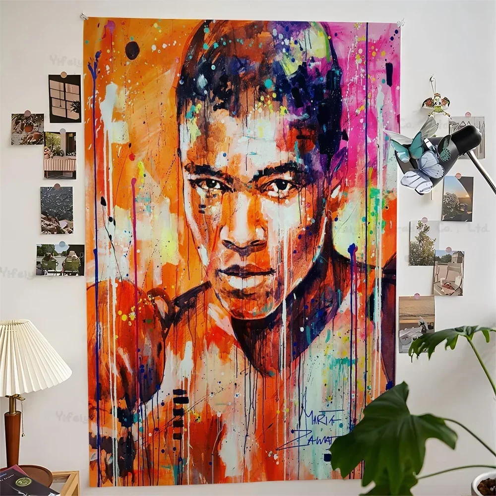 boxer Mike Tyson Muhammad Ali Motivational Colorful Tapestry Wall Hanging Hanging Tarot Hippie Wall Rugs Dorm Wall Art Decor