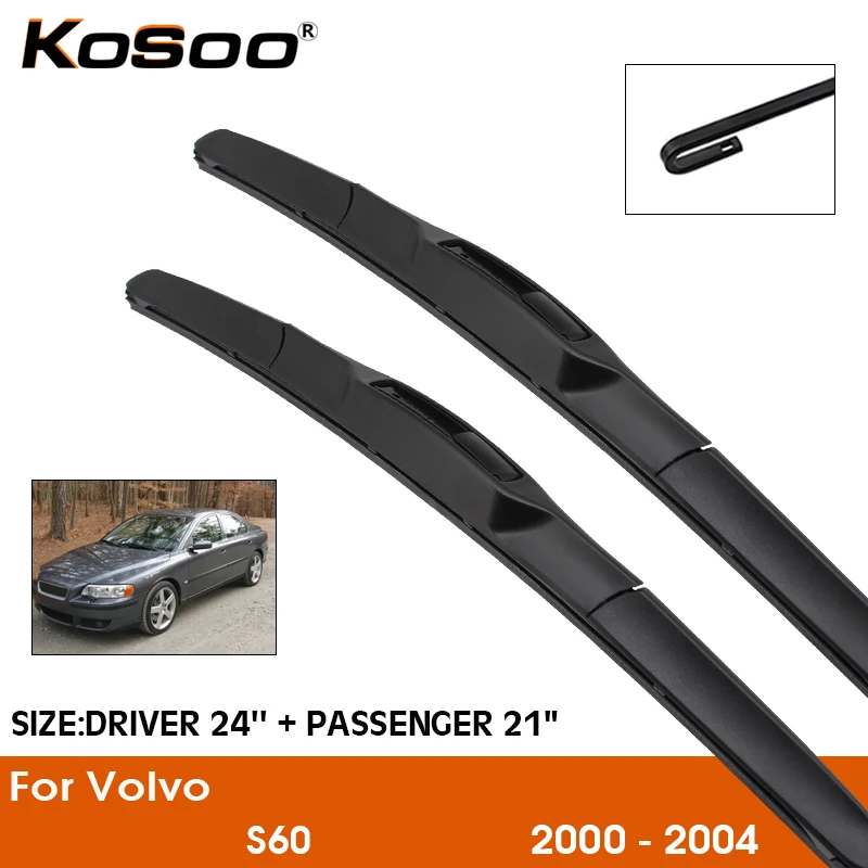 

Car Wiper Blade For Volvo S60 2000-2004 Windshield Rubber Silicon Refill Front Window Wiper 24"+21" LHD RHD Auto Accessories