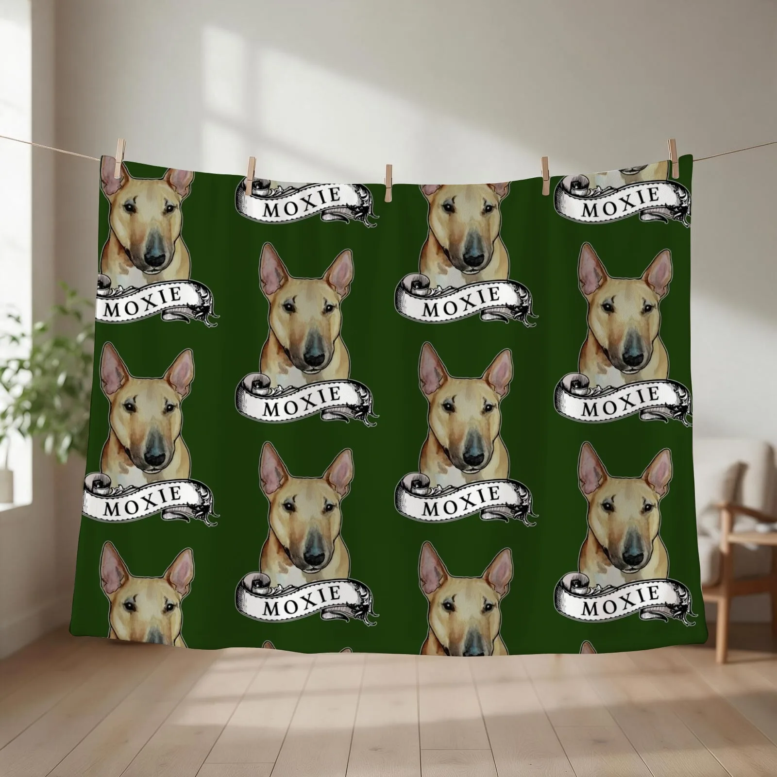 Moxie Bull Terrier Throw Blanket couch cozy soft plush fuzzy picnic outdoor blanket