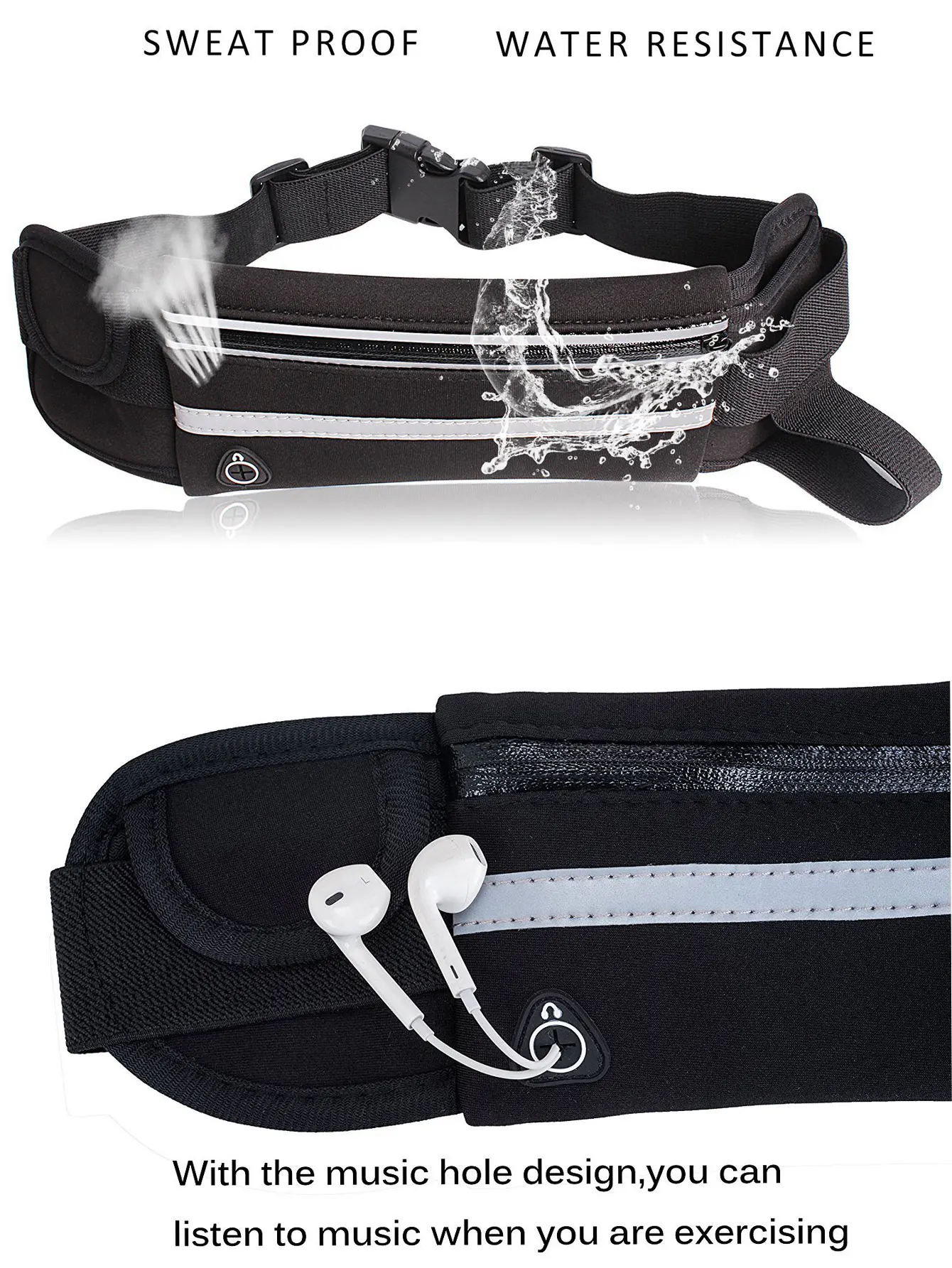 

Diving Material Waterproof Waist Pack, Sports Running Belt with Phone Holder, Outdoor Fitness Storage Bag