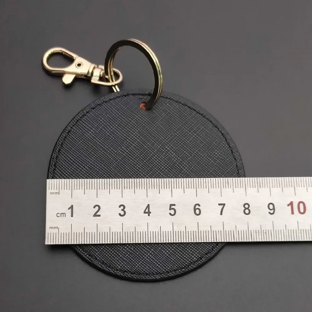 Colour Creative Circle Trendy DIY Mobile Phone Number Car Keychain Keyring Key Chain Ring Leather Metal Neutral Souvenir Gift