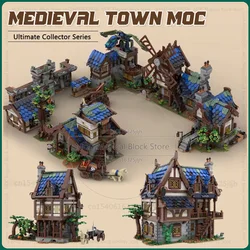 Medieval Town MOC Building Blocks Town Market House Architecture Watermill Technology Bricks Display Model Creative Toys Gifts