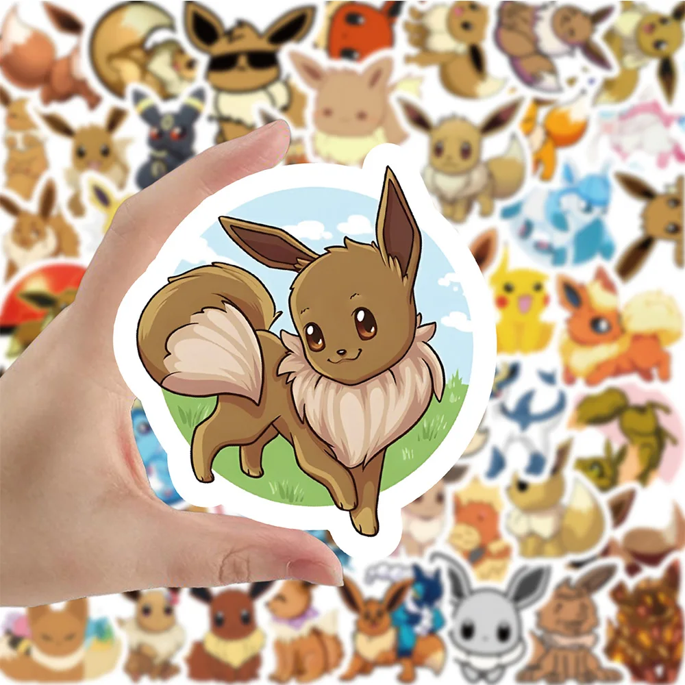 10/30/50 buah Kawaii Pokemon Eevee stiker kartun klasik Anime stiker anak-anak mainan DIY bagasi alat tulis Laptop stiker tahan air