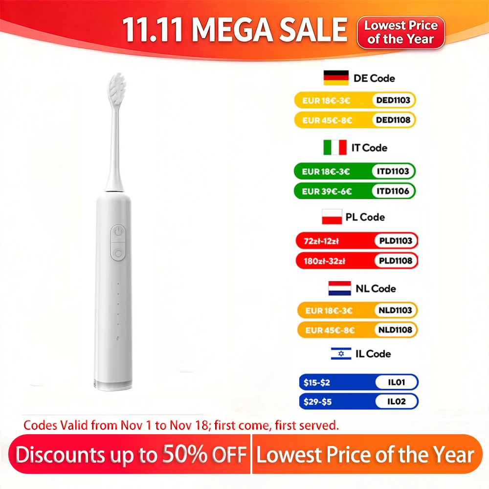 SUBORT S6 Wave Electric Toothbrush Oscillation & Vibration Sonic Electric Toothbrush for Adults USB-C Rechargeable Smart 5 Modes