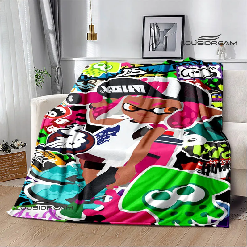 3D Cartoon game Splatoon printed blankets Picnic blanket Warm Flannel blankets Home bed linings blankets for beds Birthday Gift