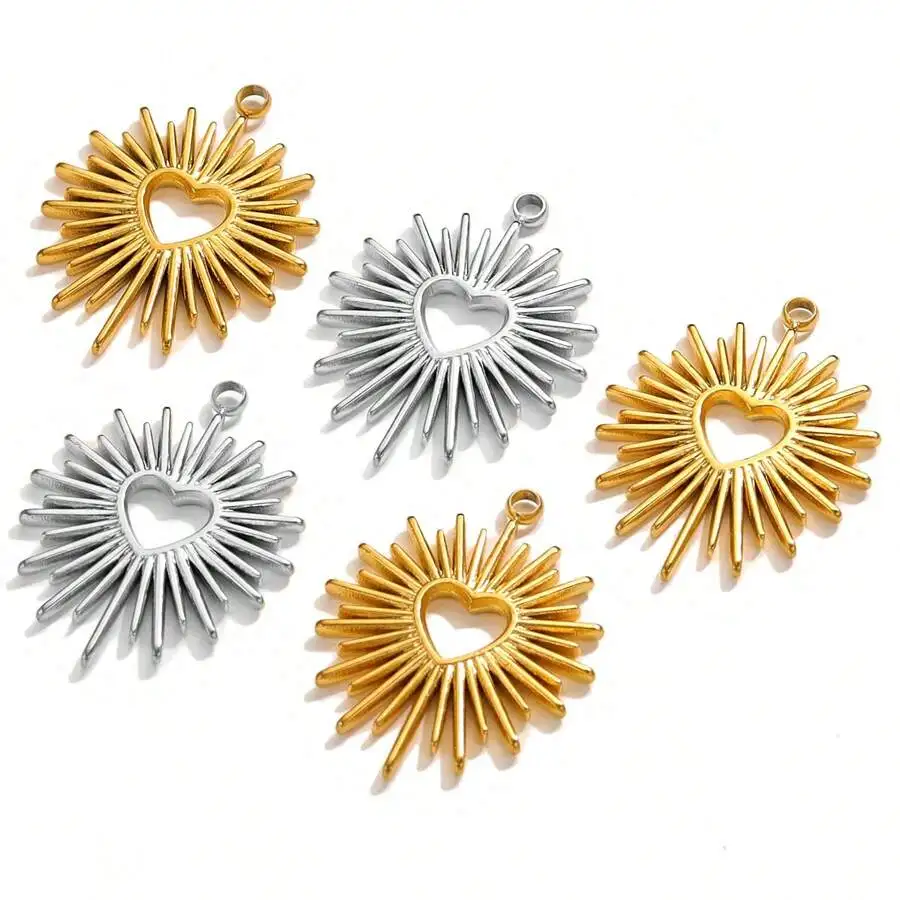 4pcs Gold Plated Stainless Steel Astral Heart Charms For Jewelry Making DIY Earring Pendants Making Supplies Accessories Parts