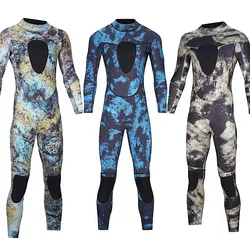 3MM Neoprene Camouflage One-piece Wetsuit Back Zipper Chest Knee Pads For Warmth Under Water Hunting Snorkeling Surfing