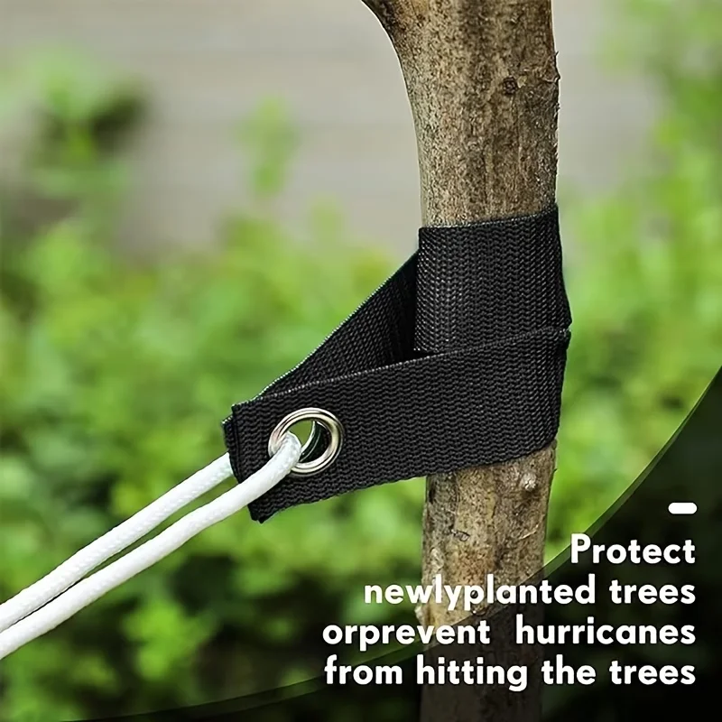 4‑Pcs Windproof & Anti‑Fall Tree Binding Straps, Plant Support Anchor Straps, Perforated Tree Fixing Straps
