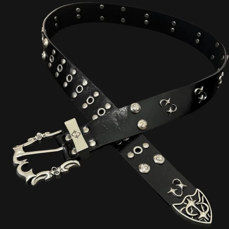 Corsetto in pelle con rivetti vintage da donna Cappotto con fascia da smoking femminile Cintura larga decration J1702