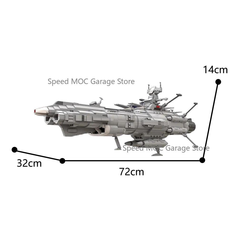 Large Sci-Fi Deep Space Cruiser MOC Brick Set Grey Interstellar Vessel Complex Deck Structure with Stand Assembled Decor