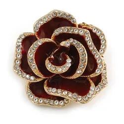 Exquisite Camellia Brooch Korean Elegant Rhinestones Flower Corsage Accessories for Women