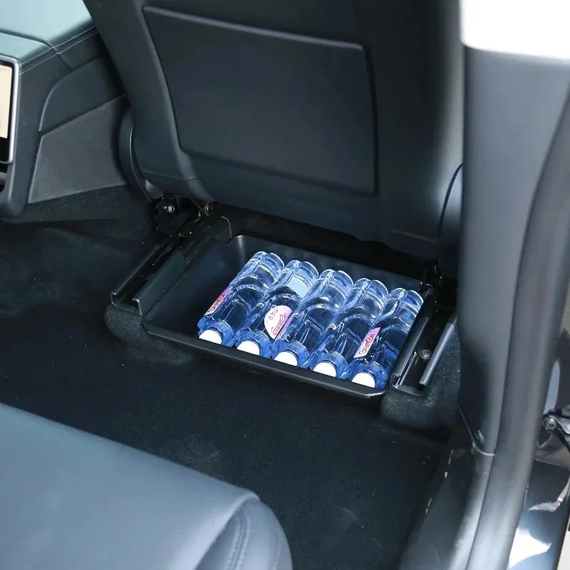 

Для Tesla Model Y Juniper 2025, задний сиденье, нижний ящик для хранения, автомобильные аксессуары, органайзер для хранения зонтов из АБС-пластика, поднос для интерьера