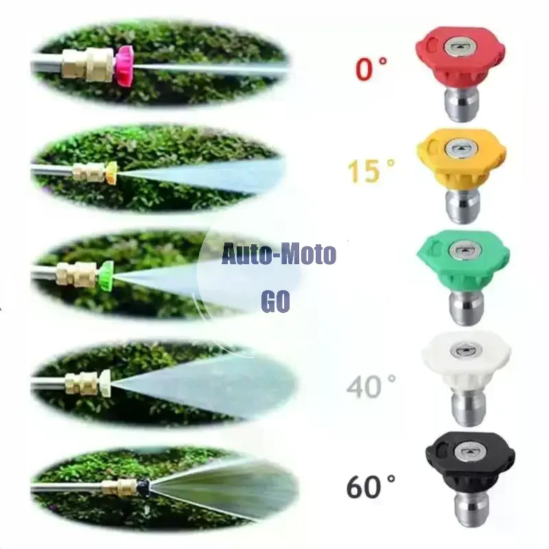 Pressure Washer Nozzle Tip Set 1/4 Inch Quick Connect 5 Spray Angles 1/5/6Pcs for Outdoor Garden Yard Cleaning Tasks