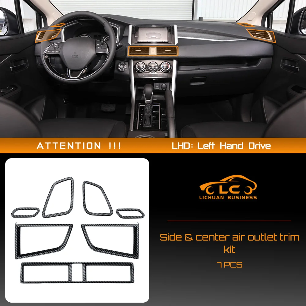 Para Xpander Mitsubishi Xpander Cross 2016-2026 cubierta embellecedora de ventilación de salida de aire delantera media Color de fibra de carbono ABS