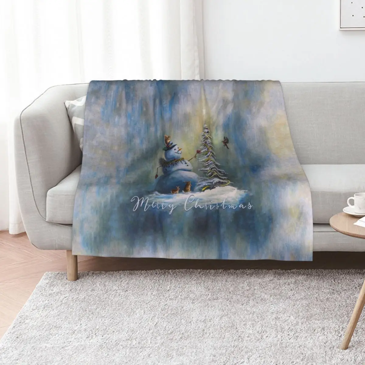 Joyful Light -Snowman Collection Throw Blanket Fluffy Cozy Throw Blanket for Home Decor