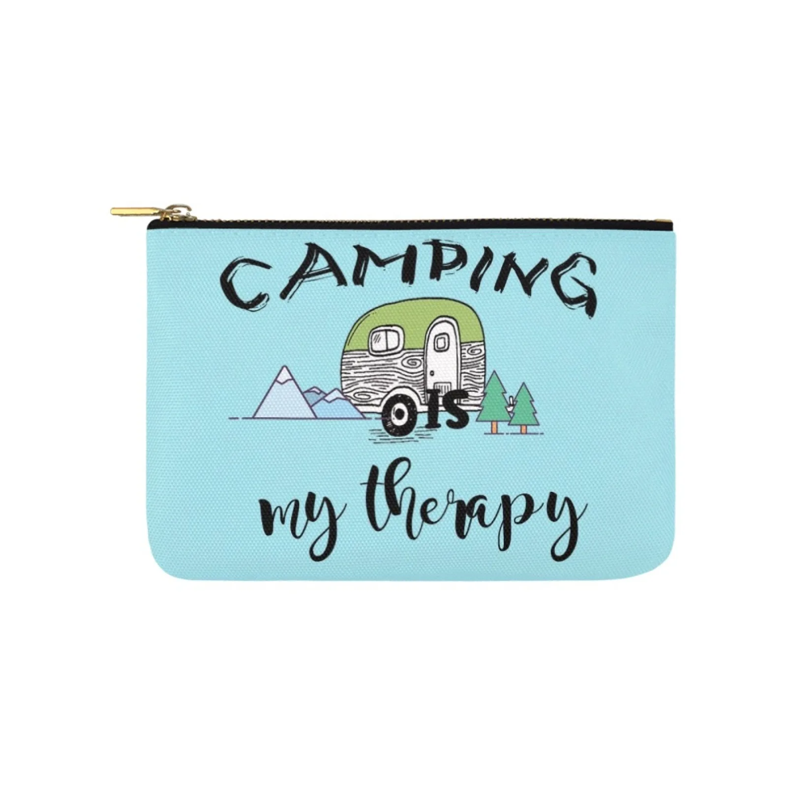 

Camping Is My Therapy Portable Makeup Storage Carry-All Pouch Phone Case Travel Essentials Organizer Women's Cosmetic Bag