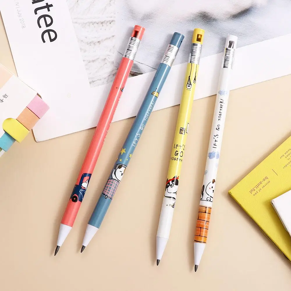 4Pcs 4Pcs School Supplies Press Pen Puppy Dog 2.0mm Cute Propelling Pencil Automatic Pencils Movable Pencil Mechanical Pencil