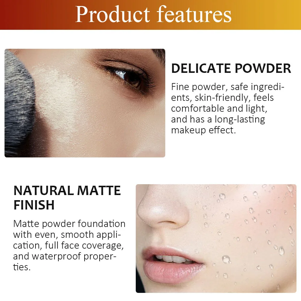 DNM Matte Full Coverage Pressed Powder Foundation พร้อมพัฟ Applicator, 24H Fresh Wear Matte Weightless Finishing Powder แต่งหน้า