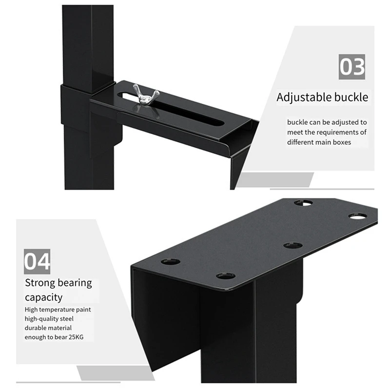 2X Universal PC Case Holder Adjustable Host Box Stand Versatile Under Desk Or Wall Side Mount, Cpu Stand Lift Black