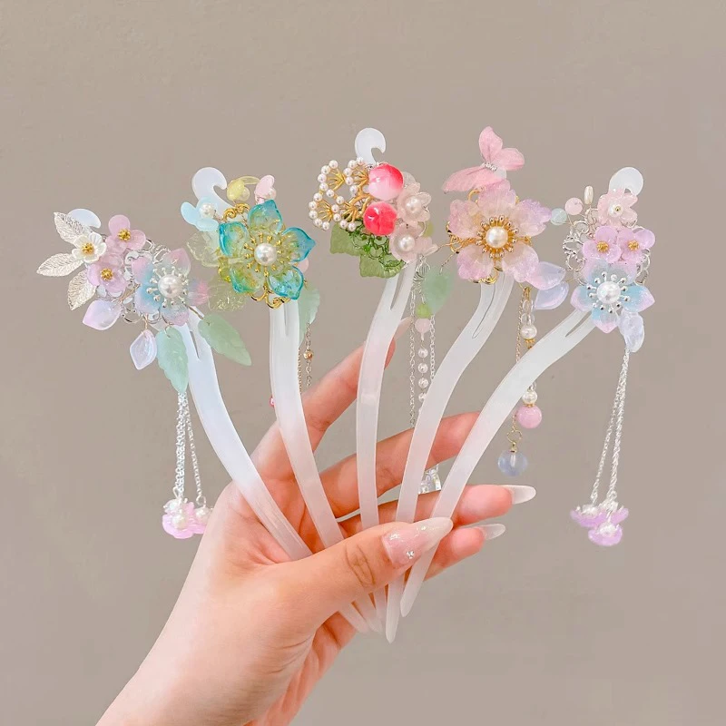 Classic Chinese Style Hair Stick For Women Butterfly Flower Rabbit Handmade Hairpins Vintage Jewelry Accessories Hair Ornaments