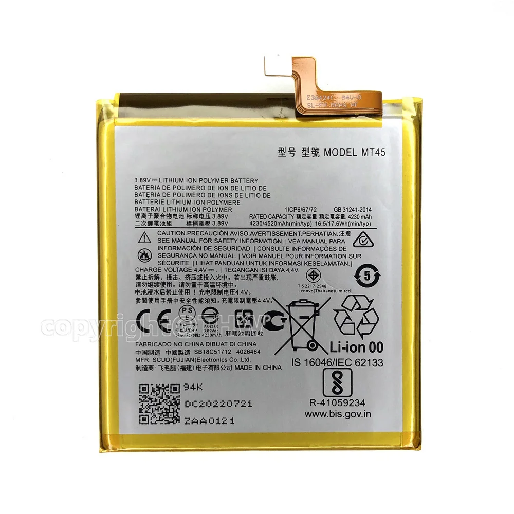 Genuine MT45 4500mAh Li-Polymer Battery Replacement For Motorola MOTO Edge 20 Pro / Edge S Pro XT2153-1 Batteries