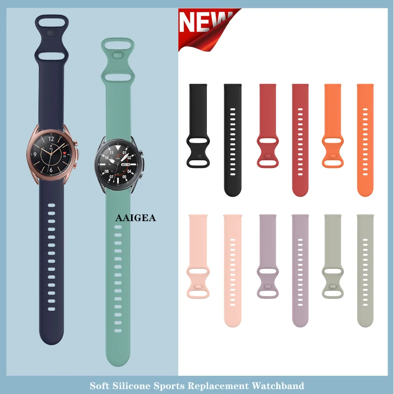 

20mm 22mm Silicone Watch Band for Samsung Galaxy Watch 4 5 6 40mm 44mm/ Watch3 41mm 45mm / Active 2 / Gear Sport S4 Bracelet