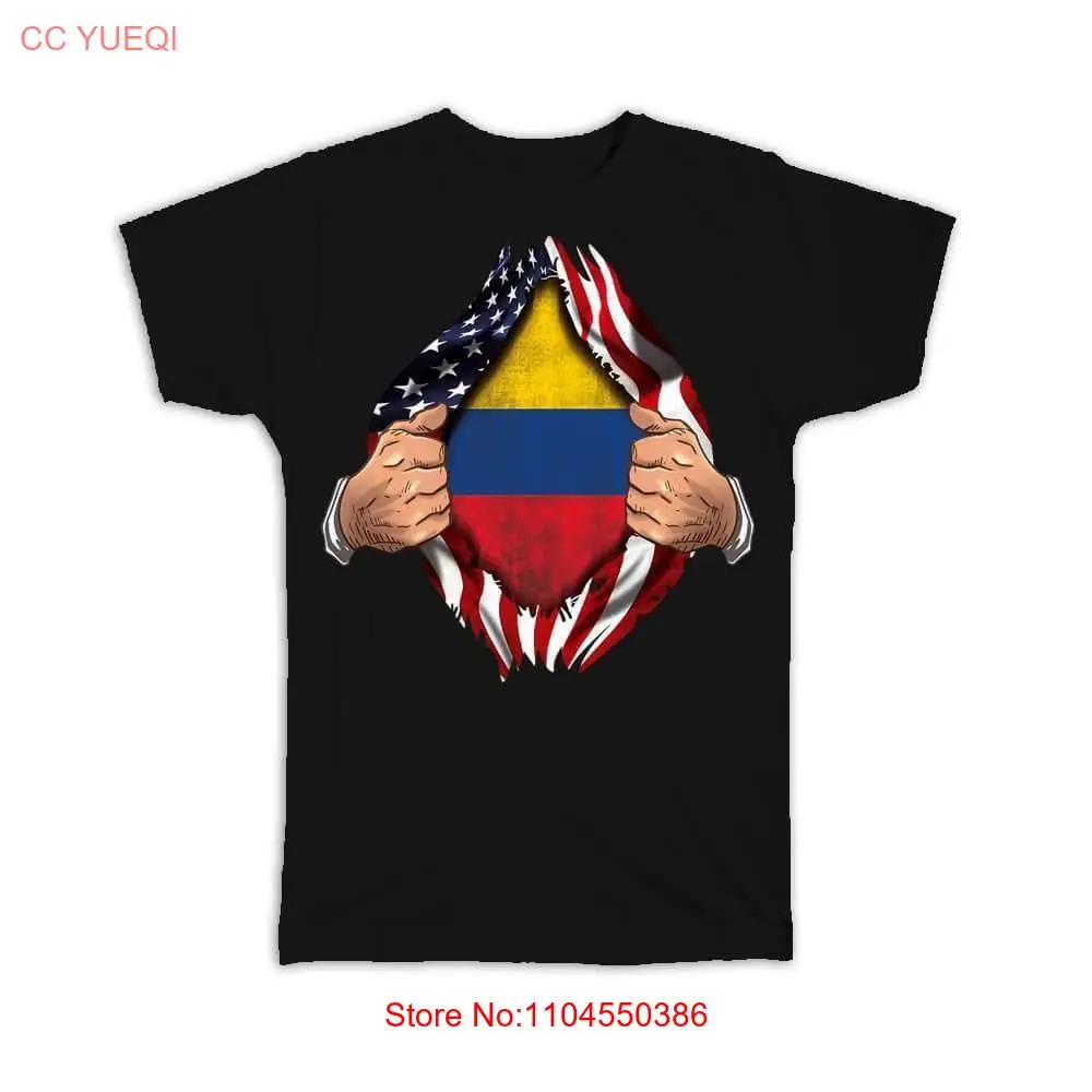 Camiseta Colombia Bandera EE. UU. American Colombiano Expat Country Pecho mangas largas o cortas
