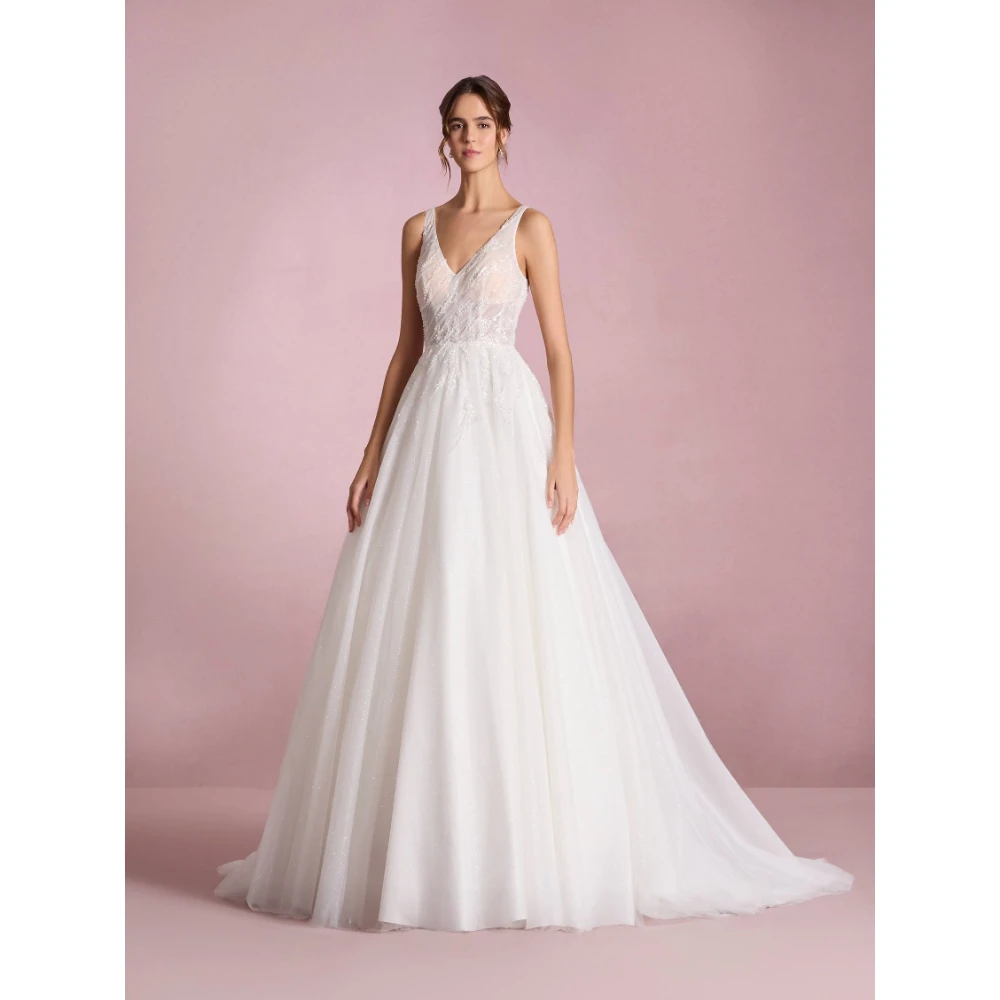 

ESBRIDE Bespoke Wedding Dress Vintage Dress Lace V-neck Civil Wedding White Dresses Bridal Gowns Customized Vestidos Women Dress