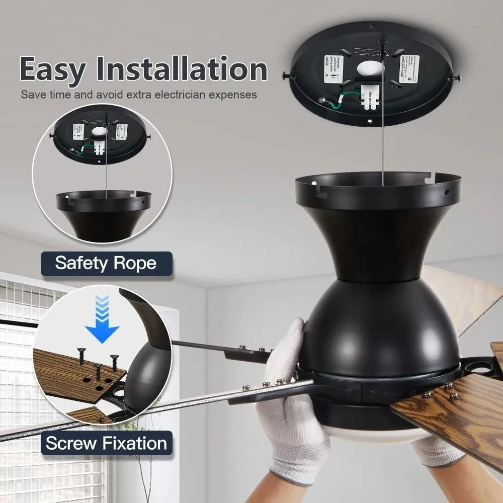 

Remote Control Ceiling Fan with Light Dimmable Reversible Ceiling Fan Lamp Quiet Noiseless 5-blade Ceiling Fan Lamp Small Space