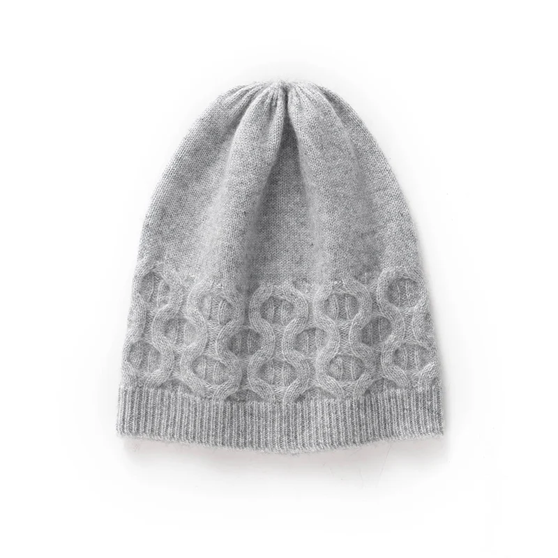 100% Cashmere Hat For Men And Women Knitted Hat For Autumn And Winter Versatile Warm Ear-Protecting Woolen Hat