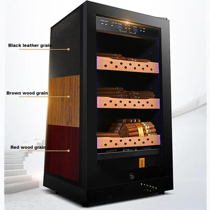 

80 Liter Small Capacity 4 Wood Layers Compressor Mini Size Cigar Humidor Cabinet With LED Light Digital Display