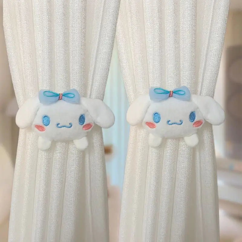 

1Pair Sanrio Kuromi Tie Straps Cute Cinnamoroll Anime Cartoon My Melody Curtain Buckle Plush Doll Decoration Adjustable Straps