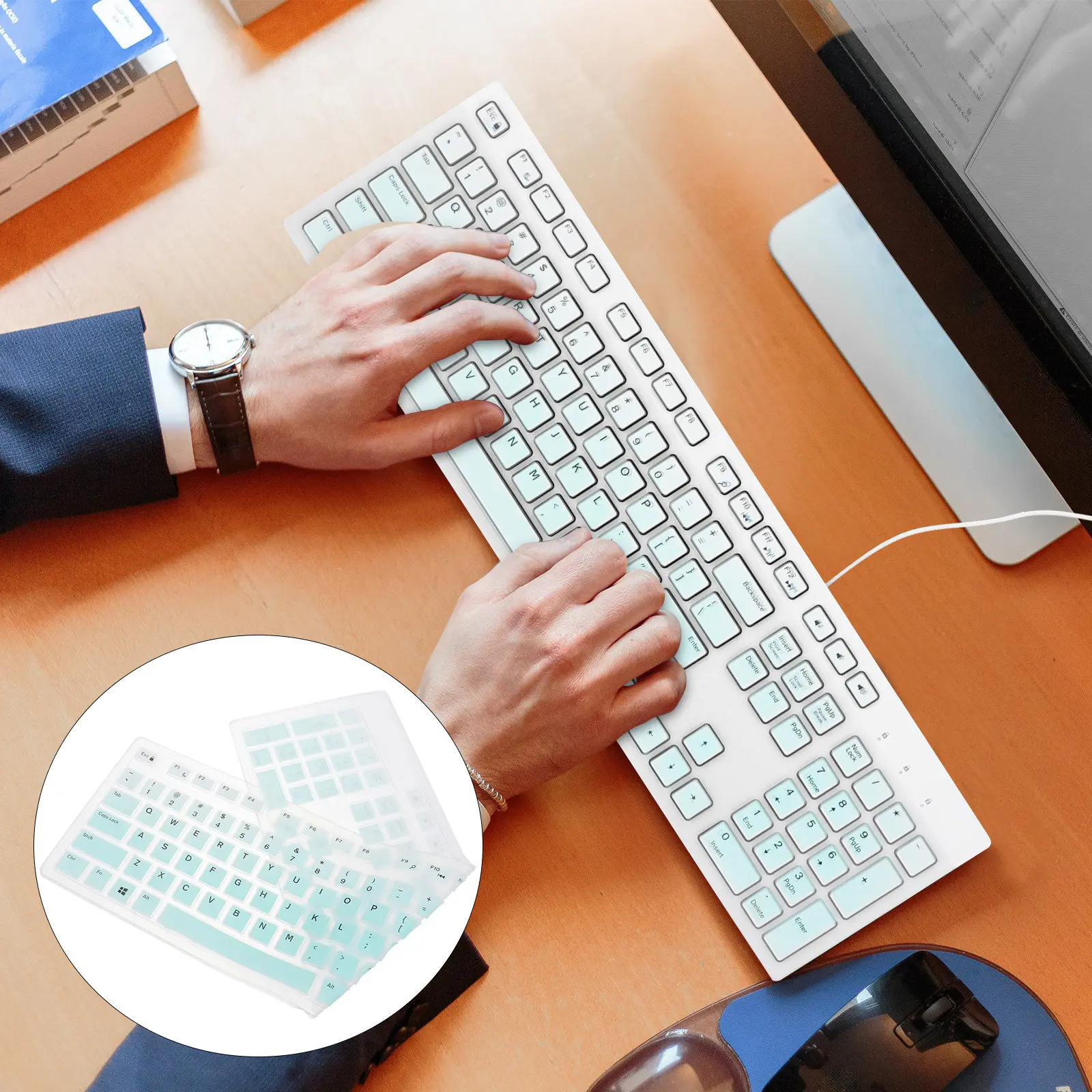 

1Pcs Ultra-Thin Silicone Keyboard Protector Waterproof Dustproof for Kb216 Km636 Optiplex 5250 3050 3240 5460 7450 7050