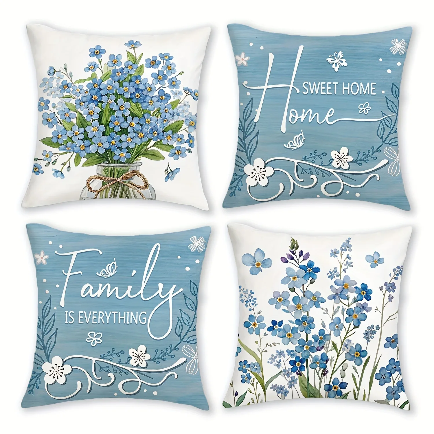 

Watercolor Floral Pattern PillowcaseBedroom Living Room Sofa Home Decor Polyester Cushion Cover with Zipper