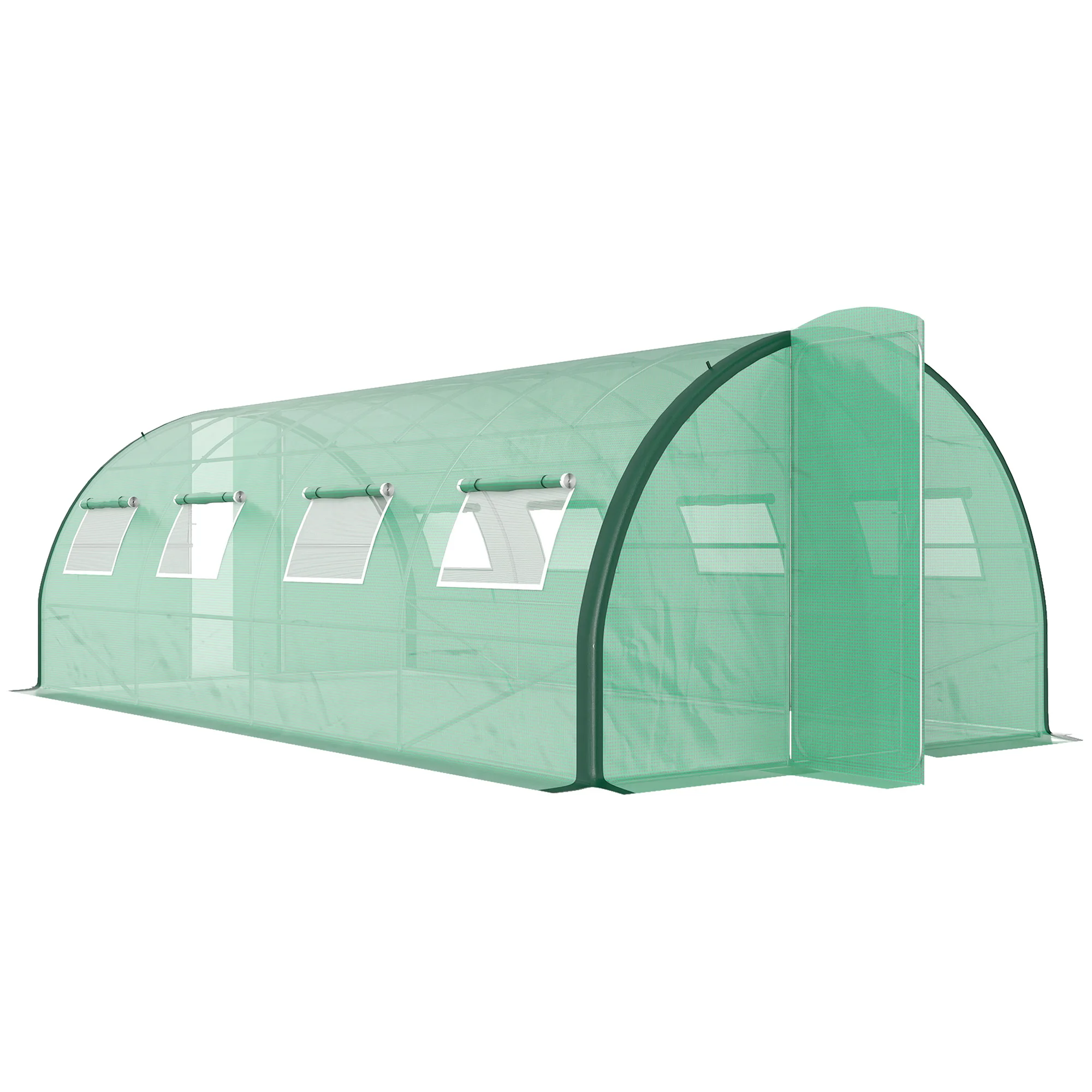 Invernadero tipo túnel Outsunny para jardín de 18 m², invernadero de jardín de 600x200 cm con puertas y 8 ventanas con mosquiteras.