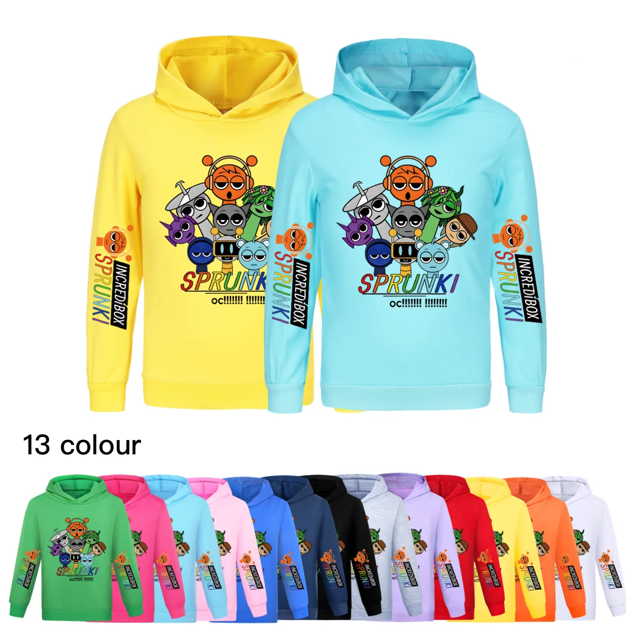 Sprunki Cartoon Hoodie Kids Incredibox Sweaters Boys Long Sleeve Coats Baby Girls Pullover Clothes Children Casual Sweatshirts