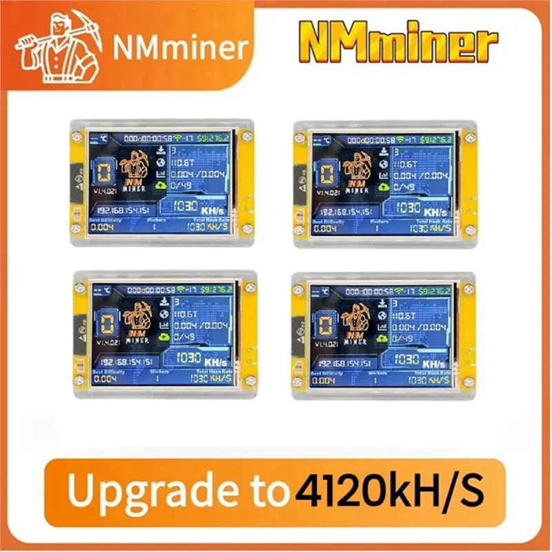 Nerdminer + 4 emplacements support amélioré 4X 1030KH/S Bitcoin Crypto Miner 2.8 pouces Loterie d'affichage intelligent