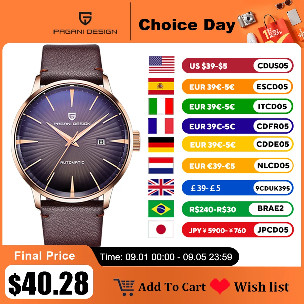 2025 جديد PAGANI تصميم ساعات رجالية موضة رياضية ساعة ذهبية للرجال التلقائي ساعات المعصم الميكانيكية الرجال مقاوم للماء الجلود