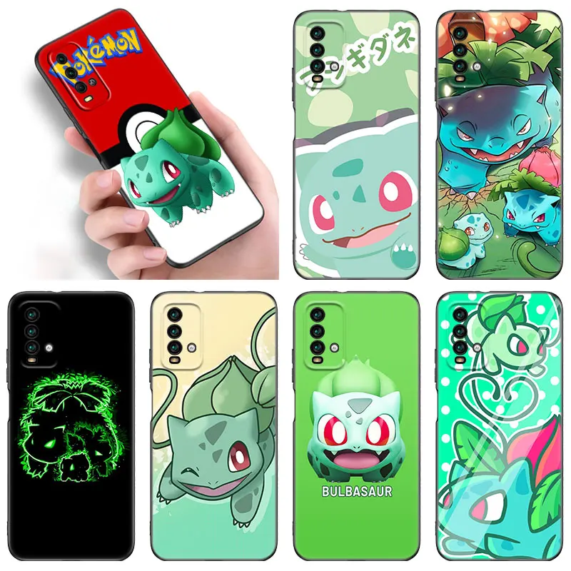 Bulbasaur Pokemon Black Phone Case For funda Xiaomi Redmi Note 12 11 11S 11T 10 10T 5G 10S 9S 9 8T Pro 11A A1 Plus Cover