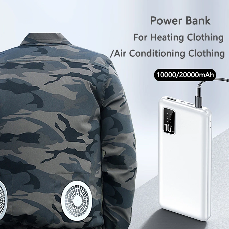 سترة قوة البنك 20000mAh المحمولة شحن Powerbank الهاتف المحمول بطارية خارجية 2.1A شحن سريع دافئ قصر حزام التدفئة