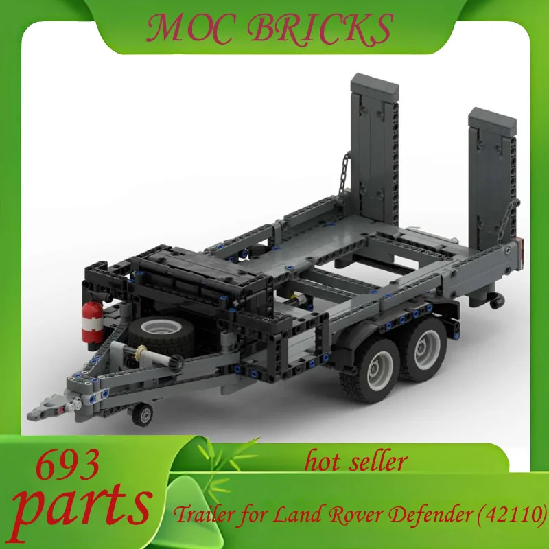 Creativity Technical MOC Trailer Truck Container Offroad Trailer for Defender 42110 Building Blocks Model DIY Bricks Toy Gifts