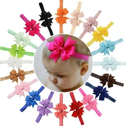 10pcs/lot Baby Girls Grosgrain Ribbon Hair Bows Headbands 3.2