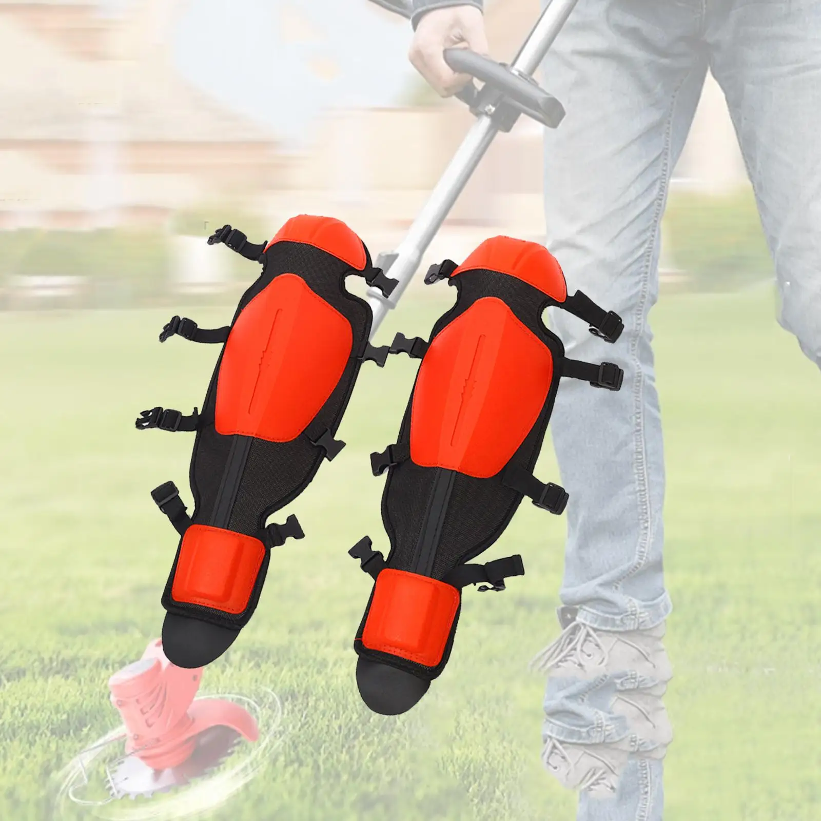 Thickened Extended Knee Pads for Gardening with Adjustable Straps Waterproof Mowing Shin Guards for Grass Cutting Protection