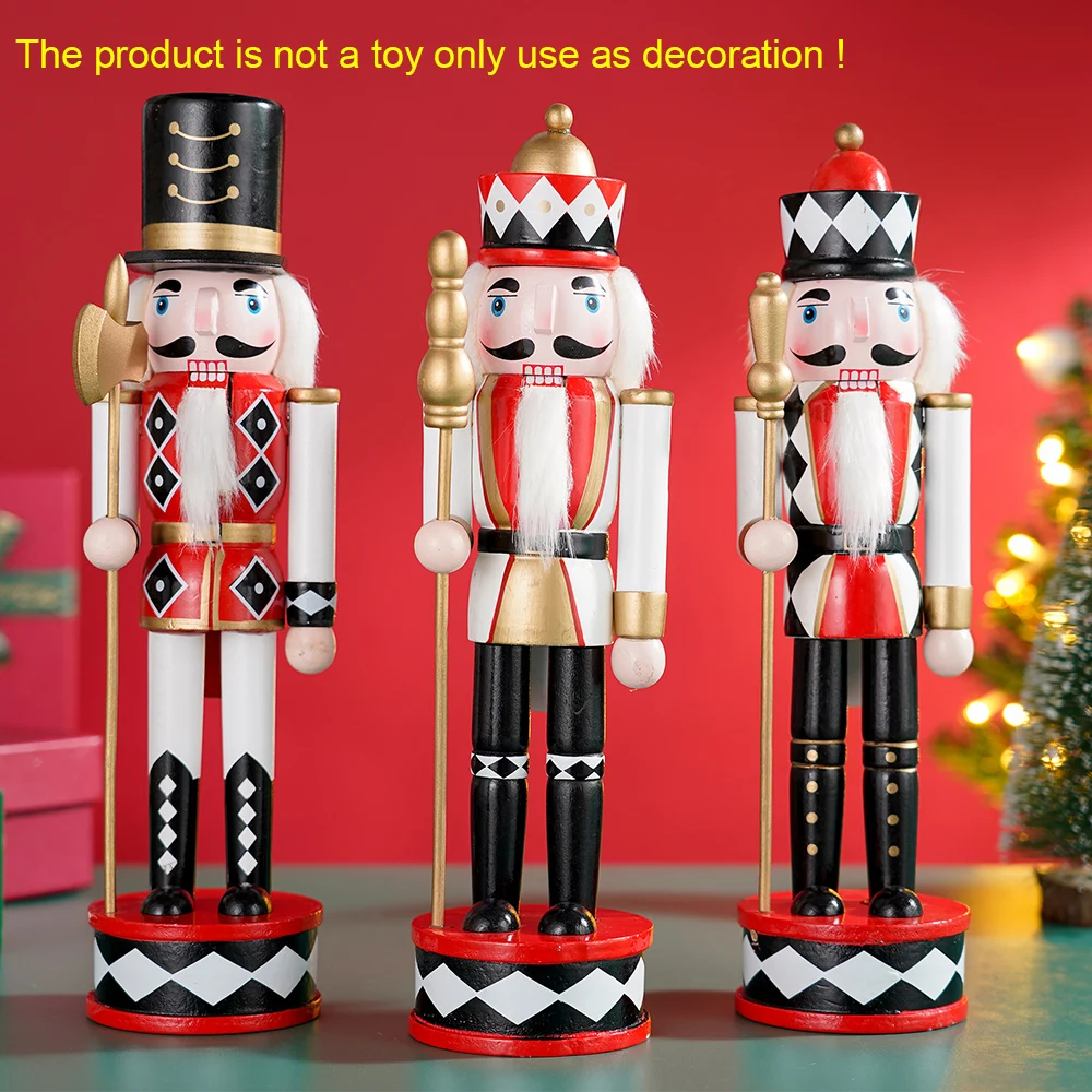 

30CM Diamond style Nutcracker King Wood crafts Lotus cartoon Christmas decoration Birthday gift home tabletop decoration