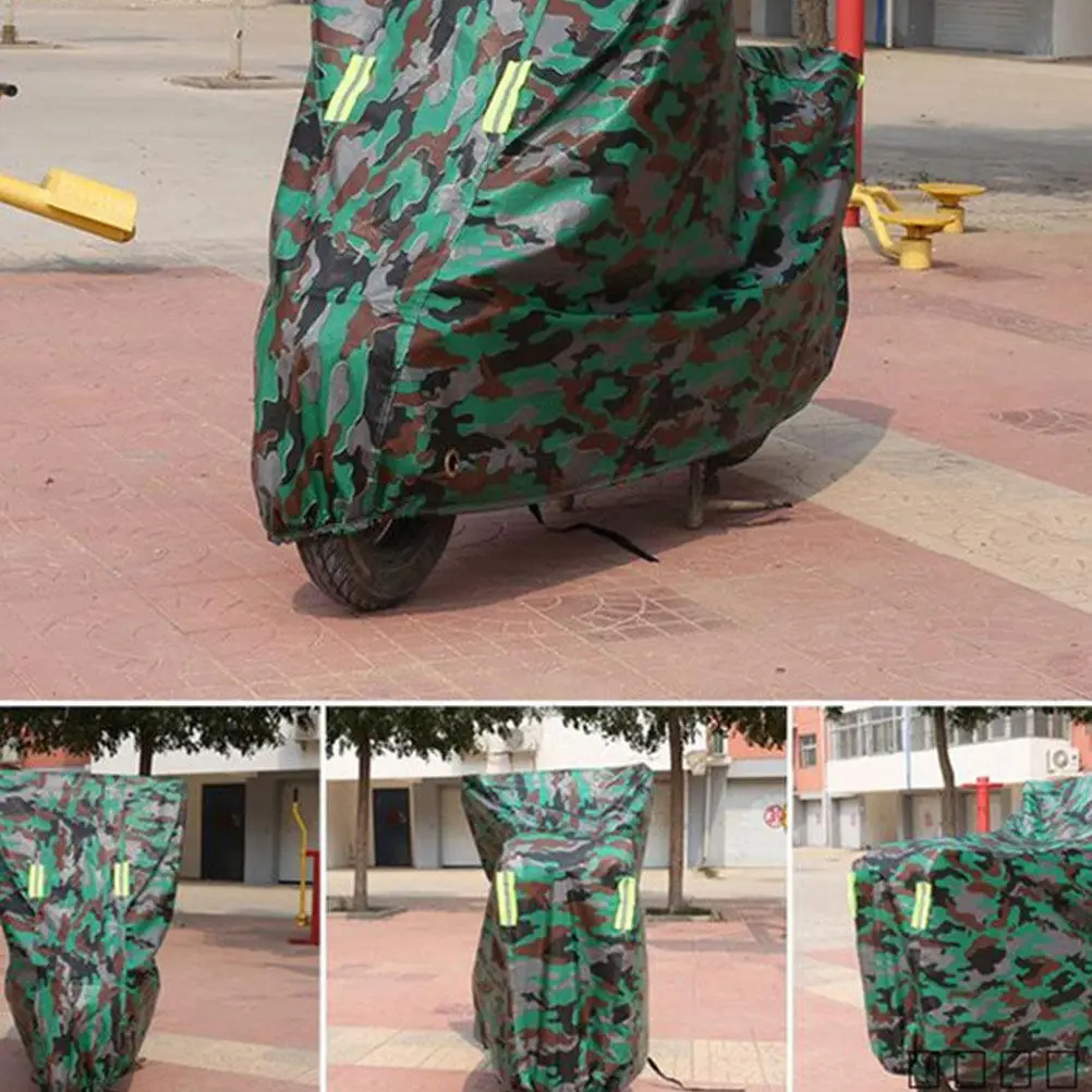 

Green Camouflage Universal Motorcycle Cover Protective Dustproof Waterproof Shelter Sun Block Rain Cover Outdoor Protector