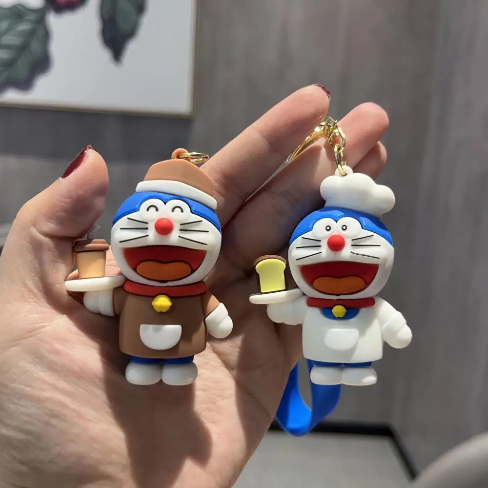 Doraemon pvc cook waiter image automobile Key buckle Backpack pendant Wallet decoration Cartoon Anime periphery Holiday gifts